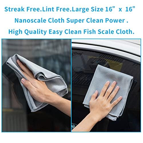 VPMURUGA Easy Clean Fish Scale Nanoscale Cleaning Cloth,Streak Free Microfiber Glass Cleaning Cloths for Window Mirrors Windshields,Lint Free Microfiber Polishing Cleaning All-Purpose Towel Pack of 6(Purple)