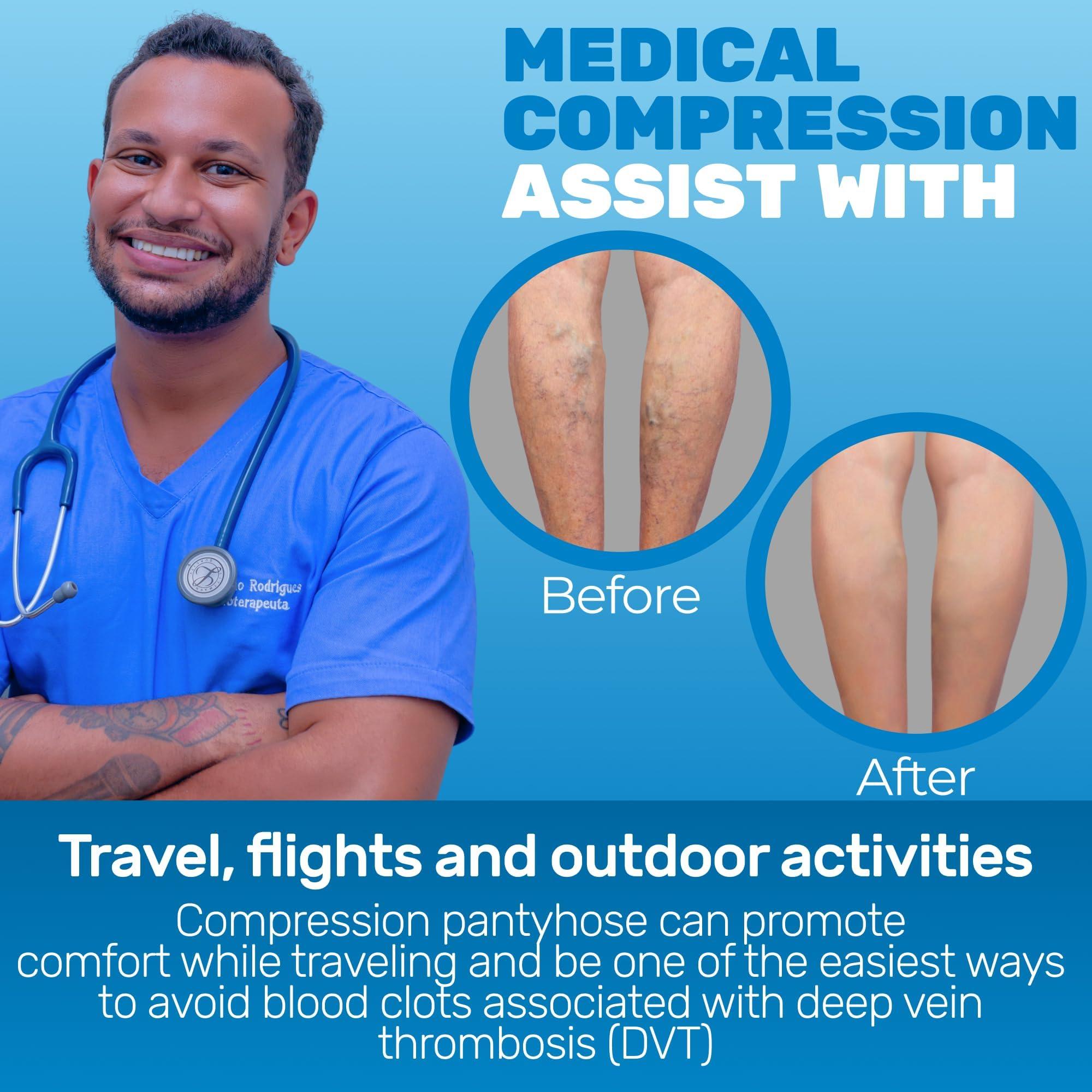 ABSOLUTE SUPPORT ABSOLUTE SUPPORT Plus Size Sheer Compression Socks for Women 15-20mmHg, Made in USA, Extra Large Womens Compression Stockings with Open Toe for Swelling, Edema, Fatigue during Travel, Nude, 7X-Large