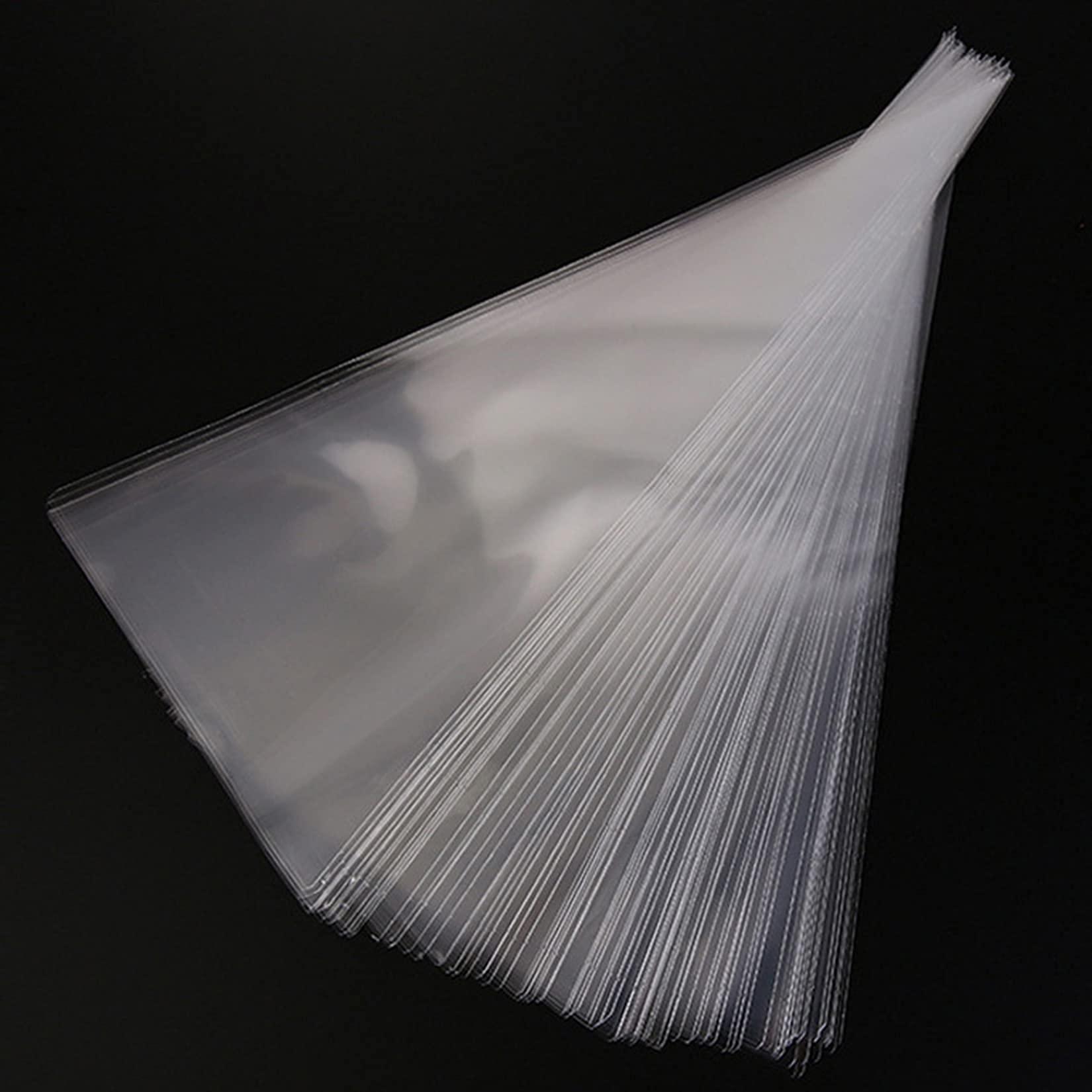 Yotelab Large Cone Cellophane Bags,7x15 Inches 200 PCS Plastic Popcorn Cone Bags for Party, Clear Cone Shaped Treat Bags with Twist Ties