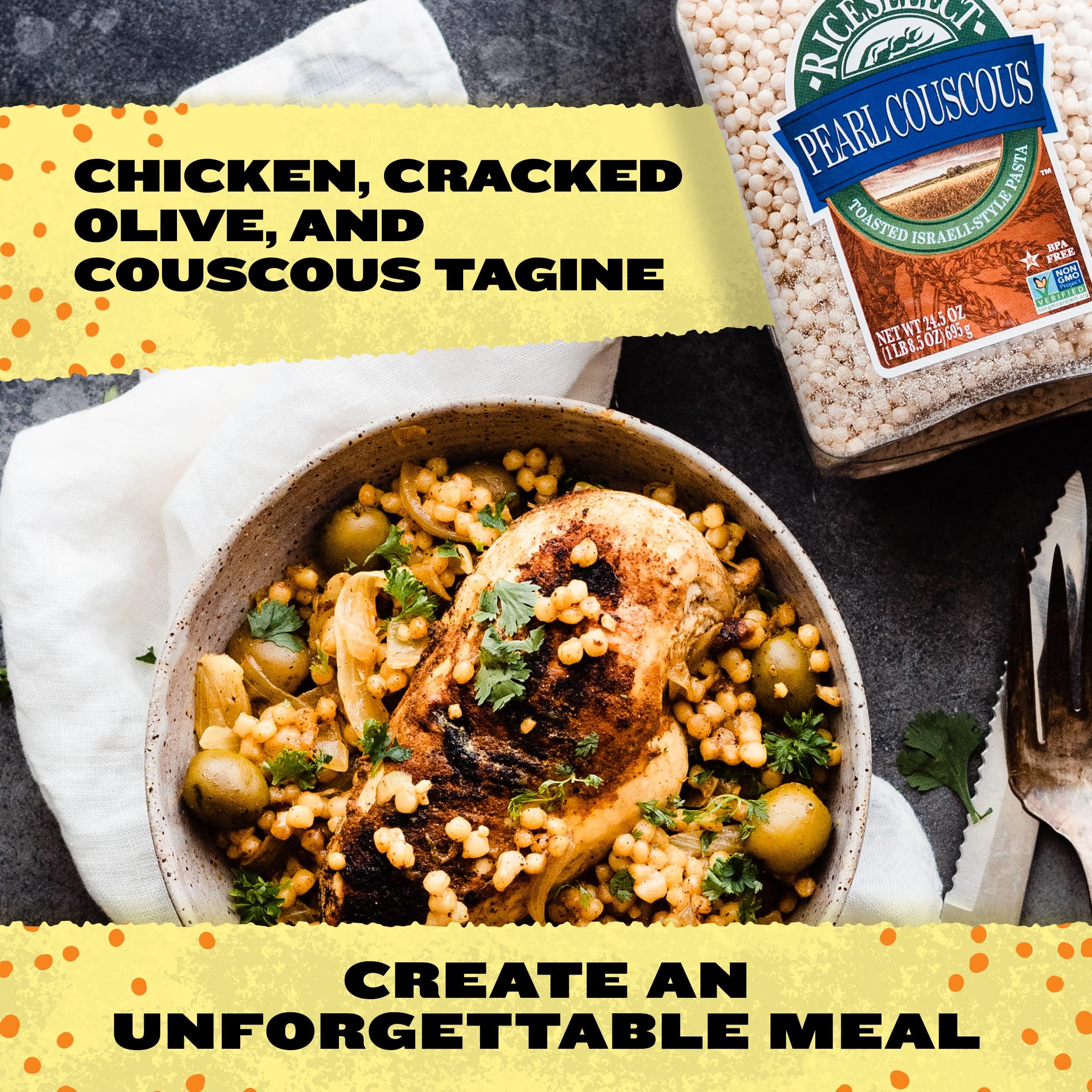 RiceSelect RiceSelect Pearl Couscous, Israeli-Style Wheat Couscous Pasta, Non-GMO, 24.5-Ounce Jar, (Pack of 2)