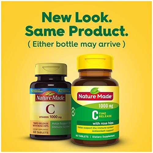 Nature Made Nature Made Vitamin C 1000 mg Time Release Tablets with Rose Hips, 60 Count to Help Support the Immune System