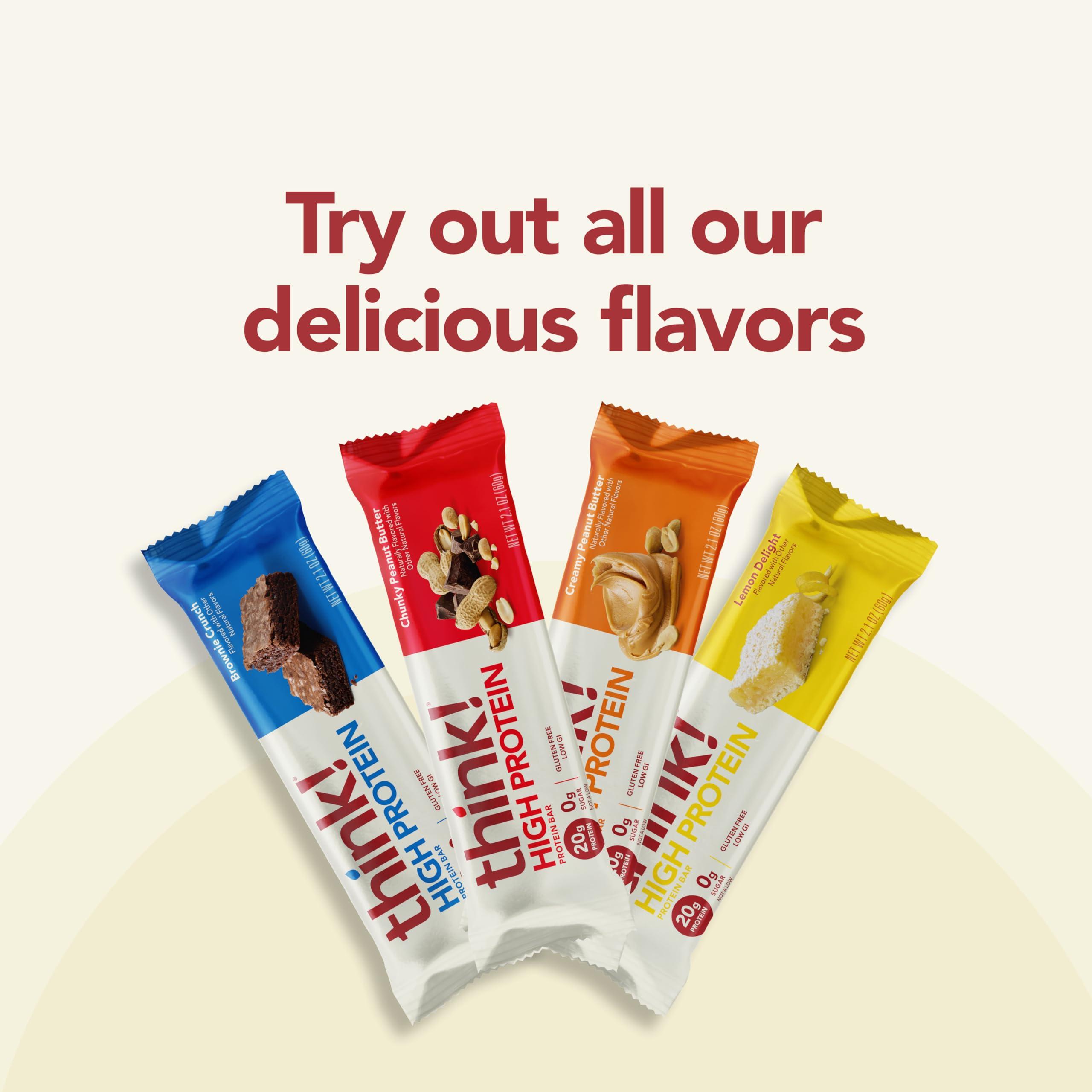 think! think! Protein Bars, High Protein Snacks, Gluten Free, Kosher Friendly, Creamy Peanut Butter, Nutrition Bars, 2.1 Oz per Bar, 12 Count (Packaging May Vary)