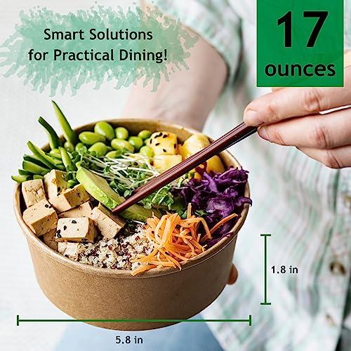 Galashield Galashield Disposable Bowls with Lid | Meal Prep Paper Bowls | To Go Salad Ramen Food Containers with Lids (17 oz - 50 Sets)