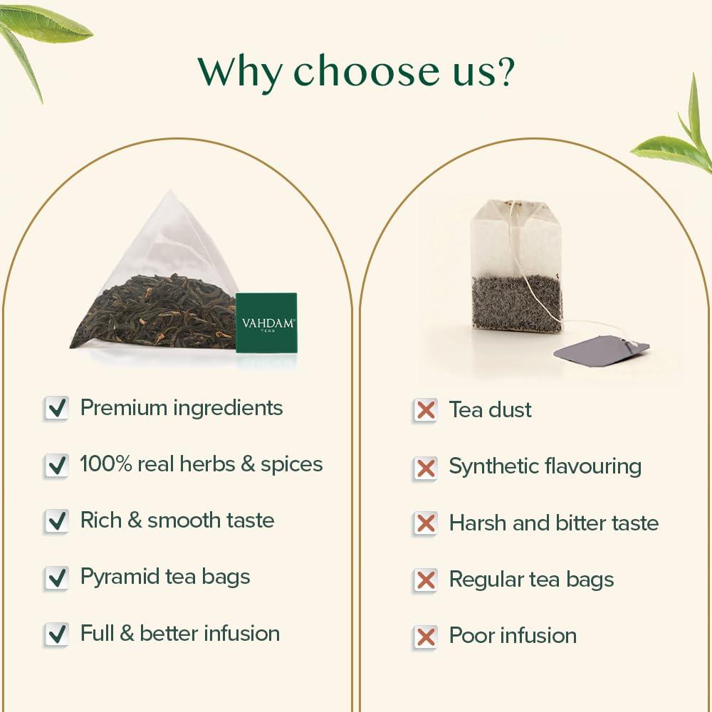 VAHDAM VAHDAM, Darjeeling Black Tea Bags (100 Count) High Caffeine, Non GMO, Gluten Free | Smooth & Sweet Tea With Distinguished Fruity Notes | Full Bodied