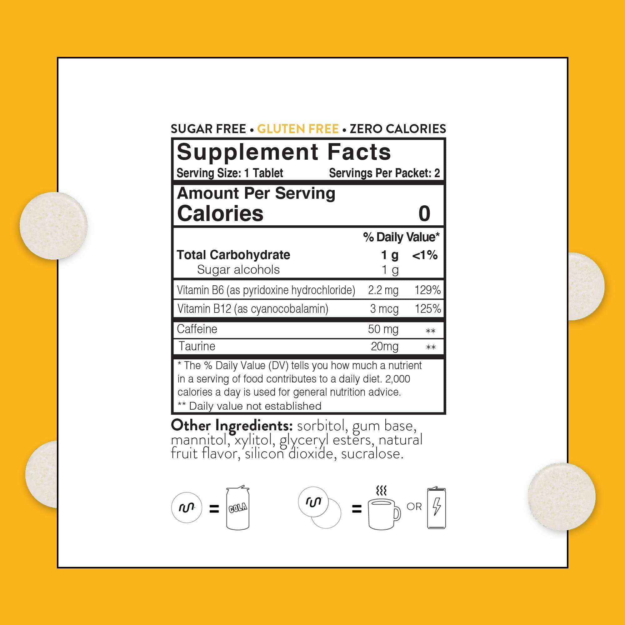 Run Gum RUN GUM Fruit Energy Chewing Gum 50mg Caffeine Taurine & B-Vitamins Per Piece, 24 Pieces (Pack of 12) Sugar Free, Zero Calorie, No Aspartame, and Gluten Free