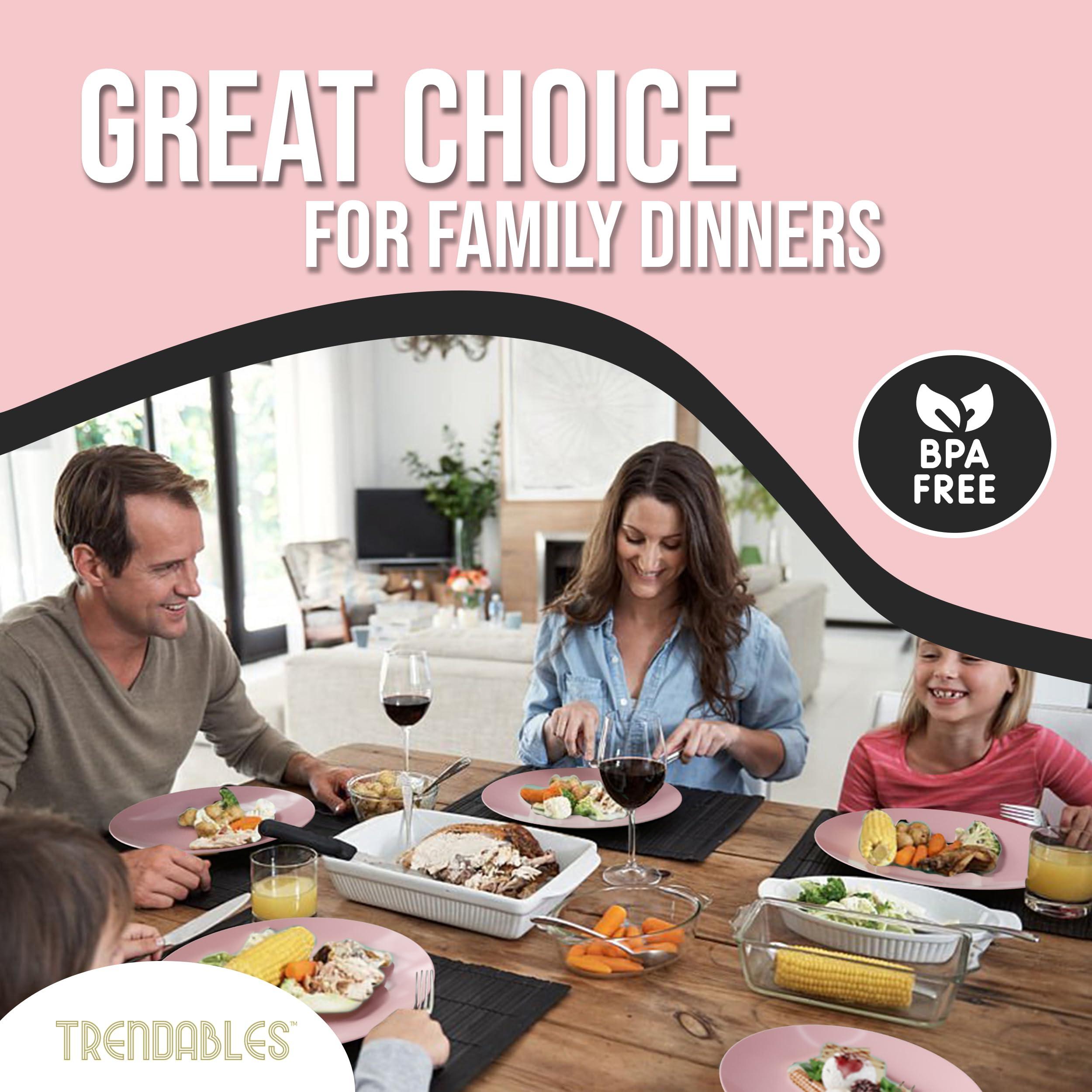 Trendables Trendables 60 Pcs Pink Plates Plastic Dinner Plates 30 Guests I 30-10\" Heavy Duty Plastic Plates & 30-8\" Dessert Plates | Disposable Dinnerware Set Pink Plates, Pink Plastic Plates Party Plates