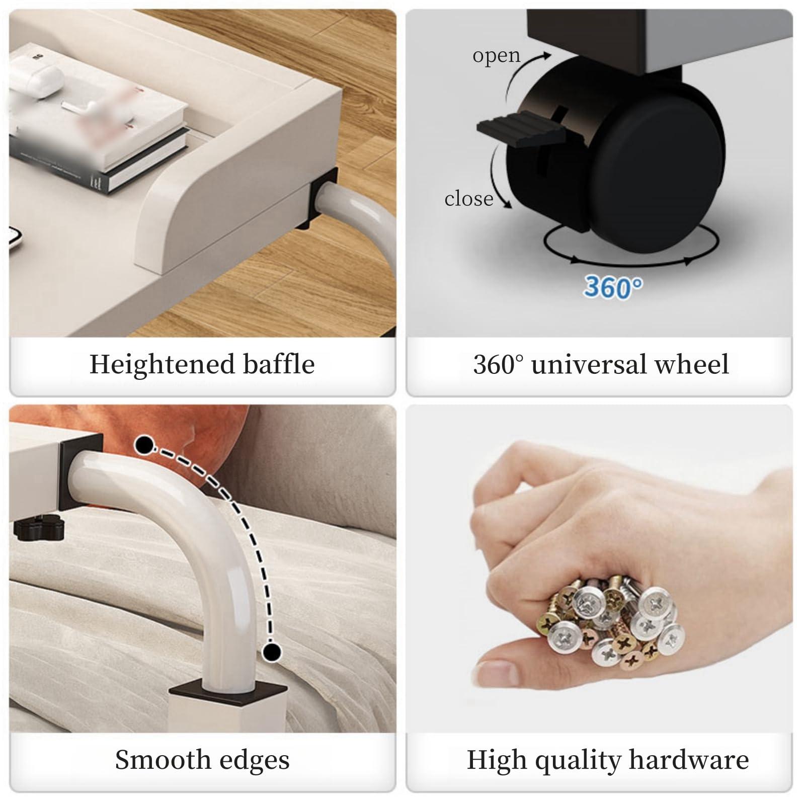 ZAIHW Overbed Table with Wheels - Adjustable Height Computer Desk for Bed