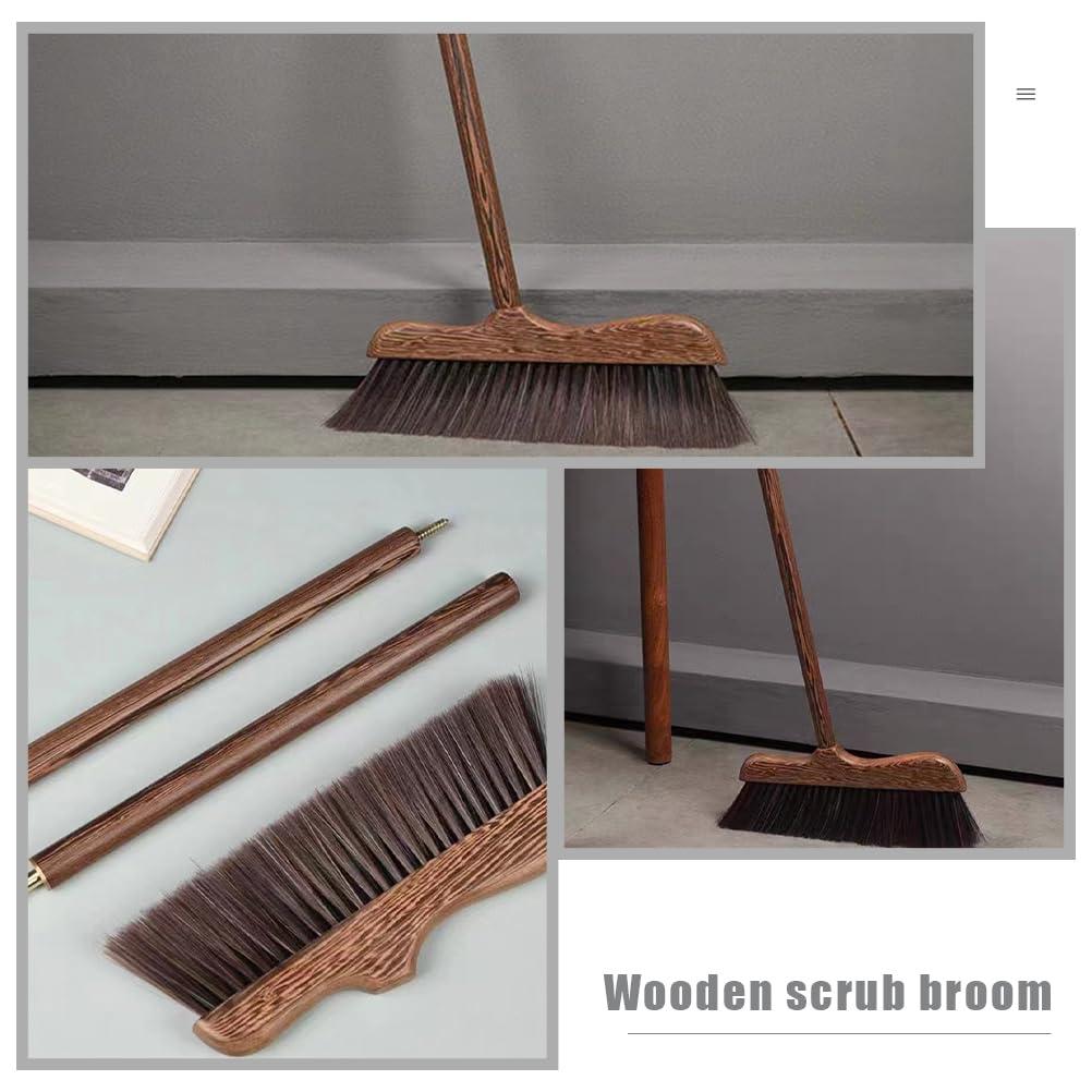 Unomor UNOMOR Handmade Soft Wood Broom - Long Handle Broom for Dust Removal, Kitchen Cleaning Sidewalk, Patio, Courtyard, Bathtub, and Floor Brush