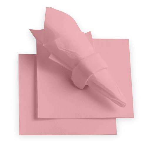NAPEREE Disposable Cocktail Napkins Pink Paper, [200 Pack] 10\" x 10\" 2-Ply Quilted Pink Beverage Napkins For Bar, Cafe, Weddings, Party Or Kitchen