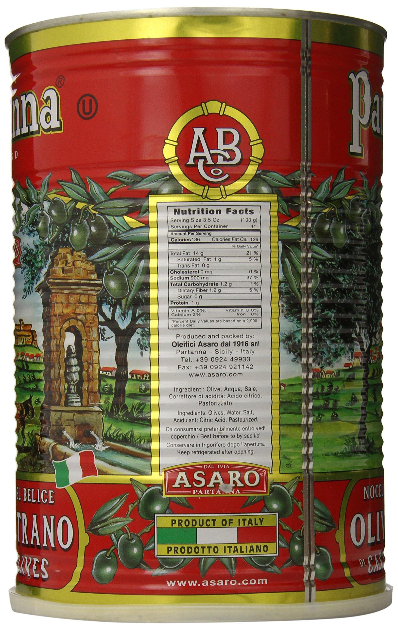 Partanna Partanna Whole Castelvetrano Olives - Authentic Sicilian - Product Of Italy - Premium Handpicked Imported Italian Olives Great For Every Occasion- 5.5 LB (88oz) Can