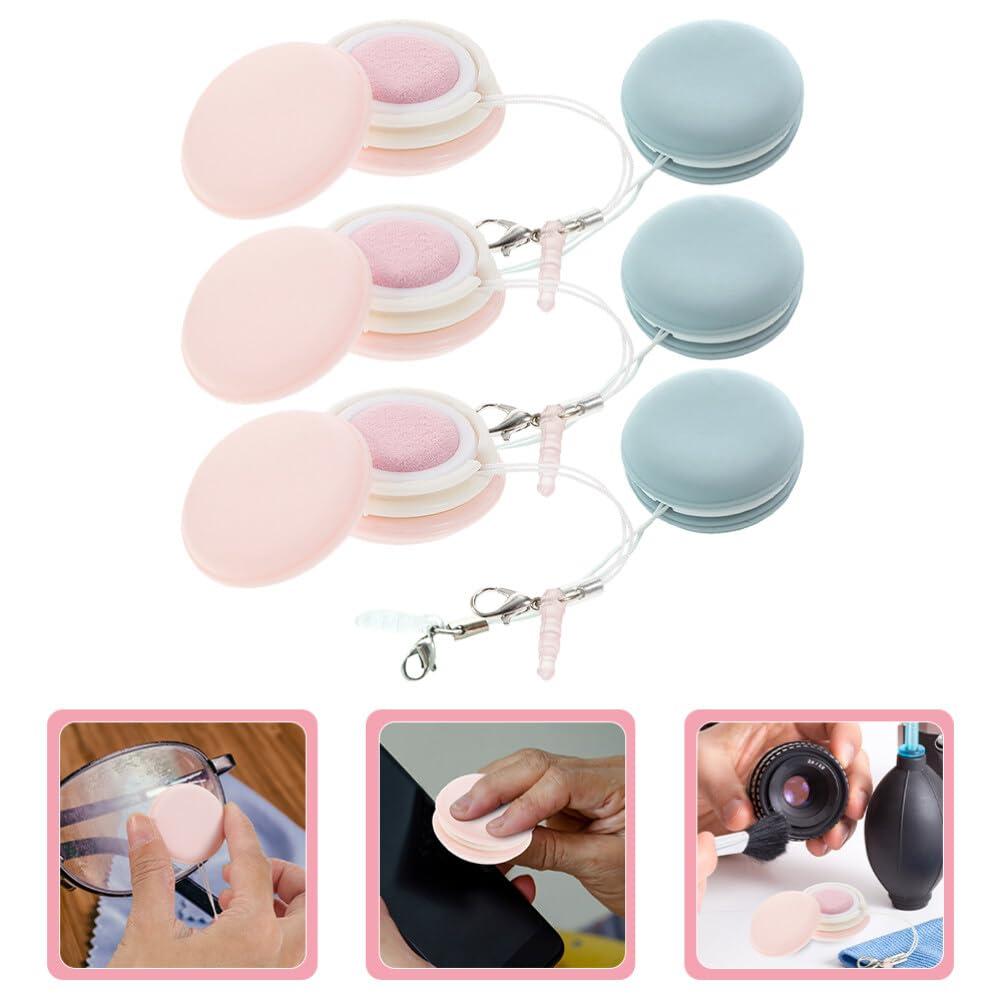 GLEAVI GLEAVI Pouch Microfiber Cleaning Cloth - 6pcs Mini Phone Screen Wiper Macaron Shape - Portable Lens & Screen Cleaner Cloth Keychain Glasses Eyeglass Brush (Pink,Blue)