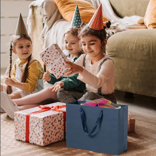 Dasofine Dasofine 25pcs Navy Blue Gift Bags, Large Gift Bags 13\" x 5\" x 10\", Thick Kraft Paper Favor Bags, Gift Bags with Handles for Party, Wedding, Baby Shower