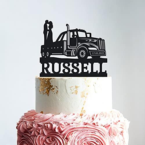 "N/A" Personalized Cake Topper Truck Wedding Cake Topper Trucker Wedding Topper Driver Truck Wedding Semi Truck Cake Topper Custom Trucker Bride Groom Topper Wedding