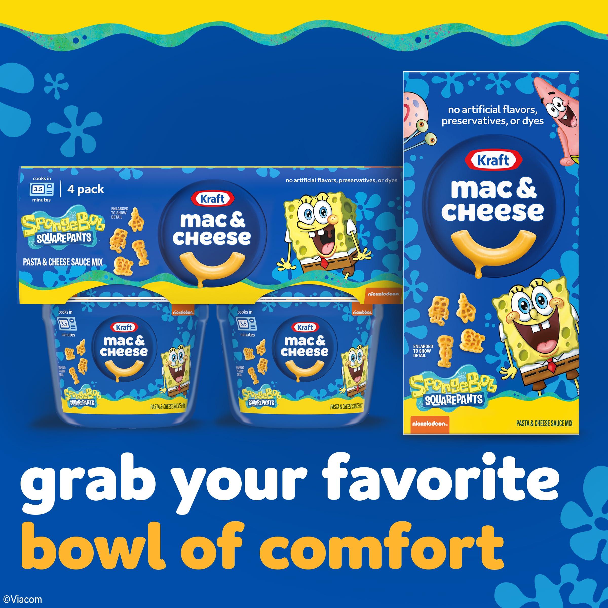 Kraft Mac & Cheese Kraft Mac & Cheese Cups Macaroni and Cheese Microwavable Dinner SpongeBob SquarePants, 4 ct Pack, 1.9 oz Cups (Pack of 2)