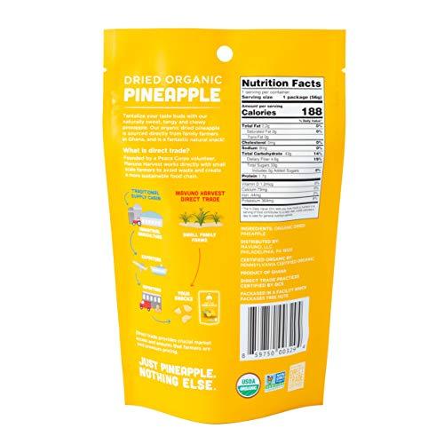 Mavuno Harvest Mavuno Harvest Pineapple Dried Fruit Snacks | Organic Dried Pineapple Chunks| Gluten Free Healthy Snacks for Kids and Adults | No Sugar Added, Vegan, Non GMO, Direct Trade | 2 Ounce, Pack of 3