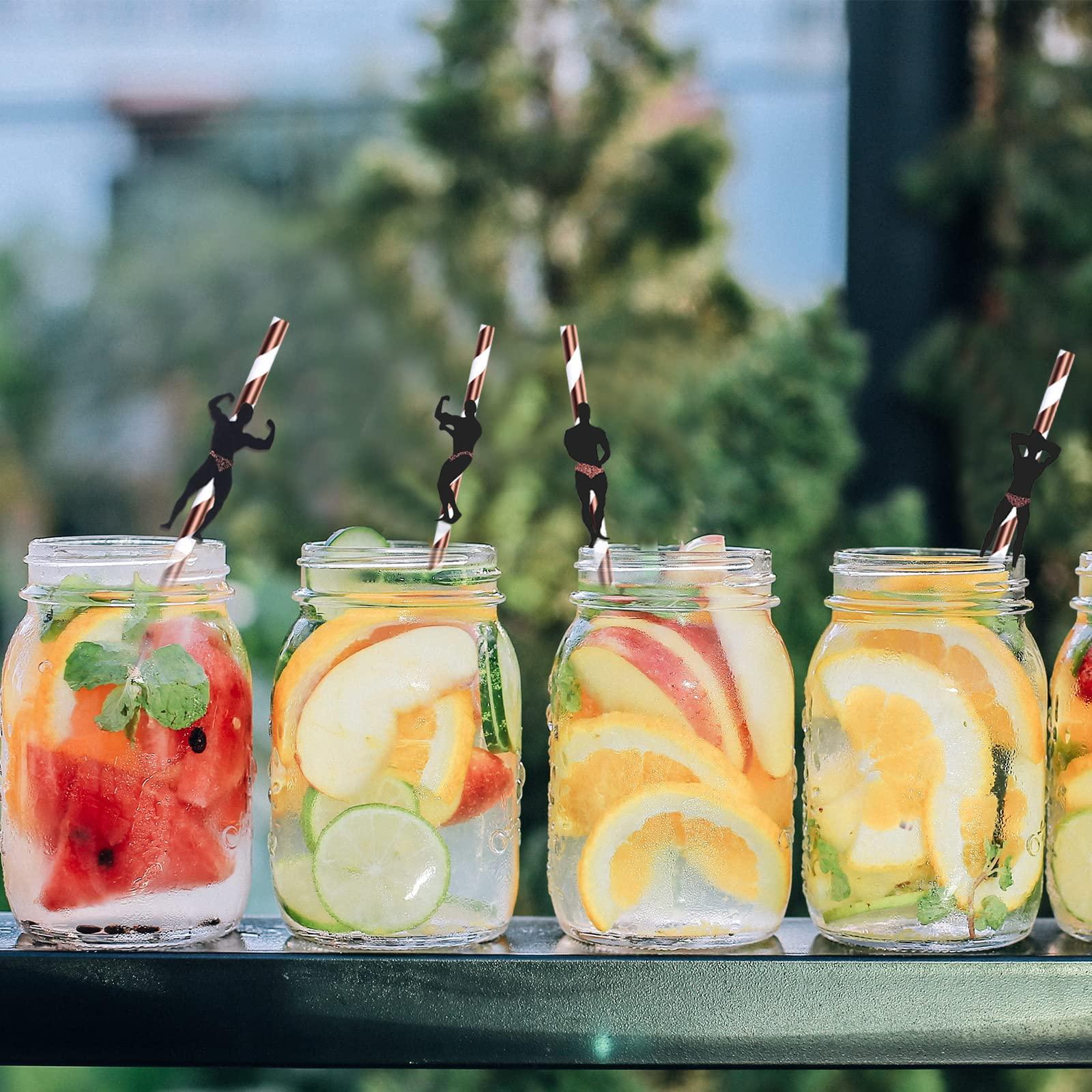 KINBOM 24pcs Bachelorette Party Decoration Straws Confetti Bachelorette Party Supplies Funny Drinking Straws for Adults, Party Favors, Ladies Bridal Shower Straws (Rose Gold)