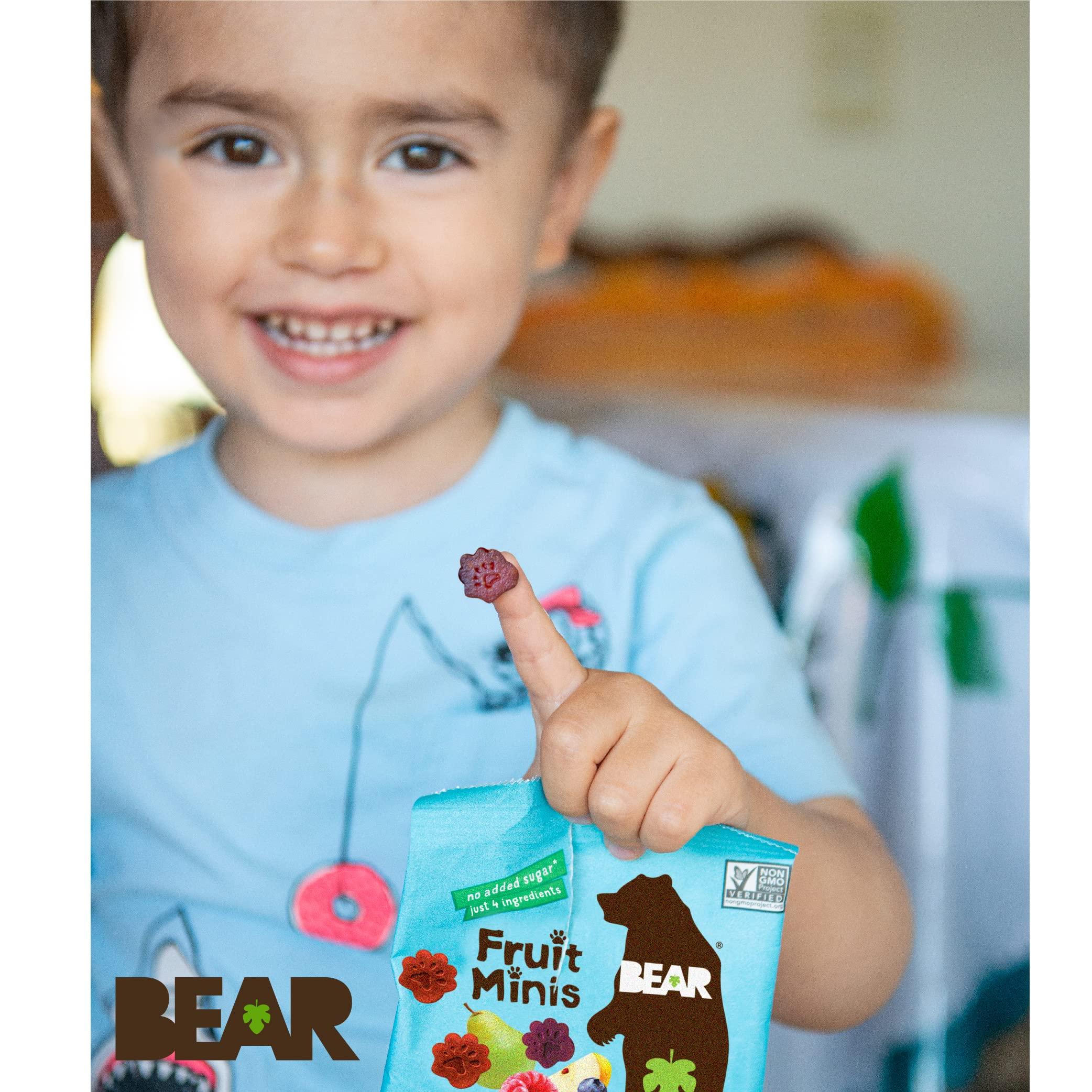 BEAR BEAR Real Fruit Snack Minis, Raspberry/Blueberry, No added Sugar, All Natural, Bite Sized Snacks for Kids, Non GMO, Gluten Free, Vegan, 0.7 Oz (Pack of 18)