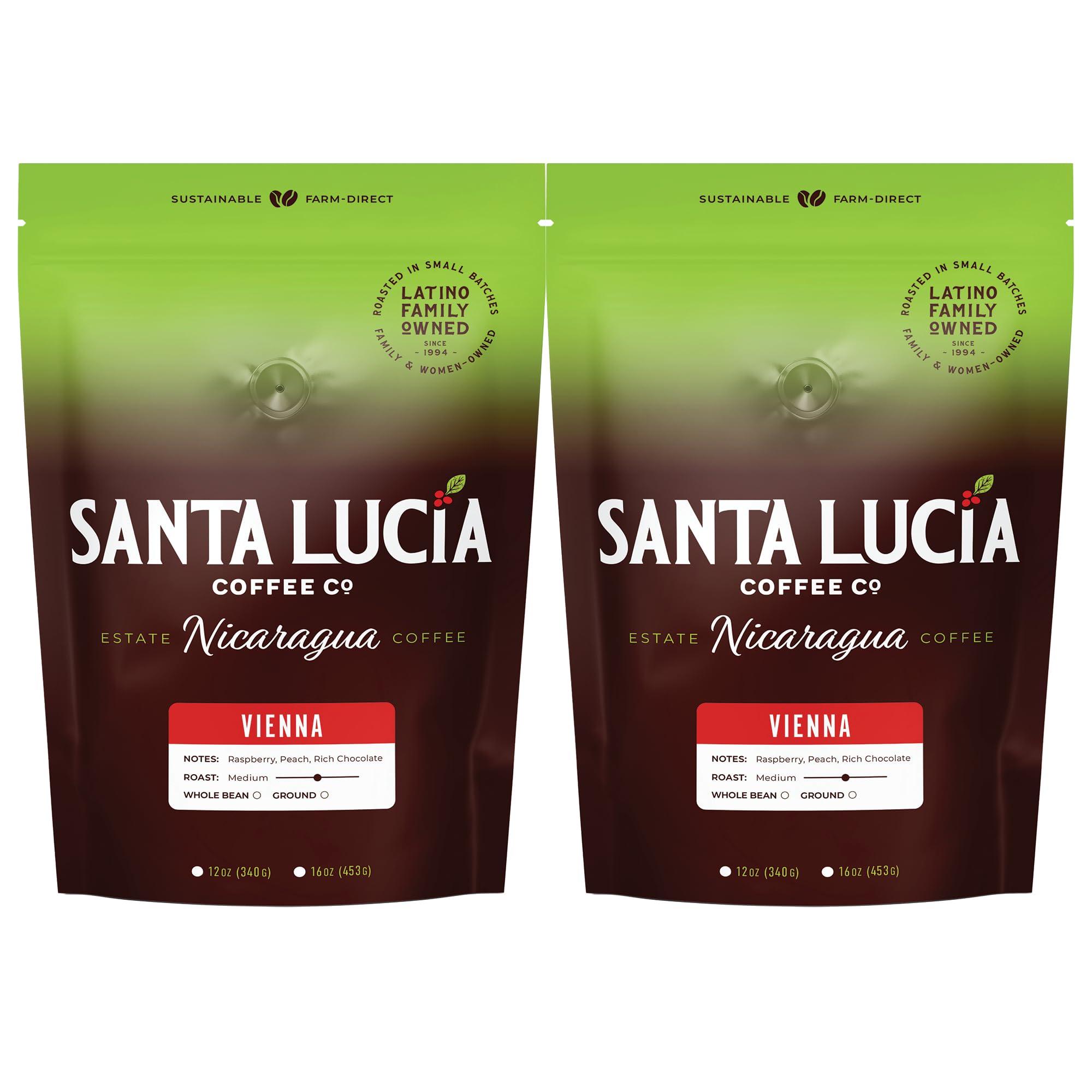 Santa Lucia Estate Coffee Santa Lucia Nicaraguan Specialty Coffee - Vienna Roast 2 Pounds (2-16oz Bags, Whole Bean)