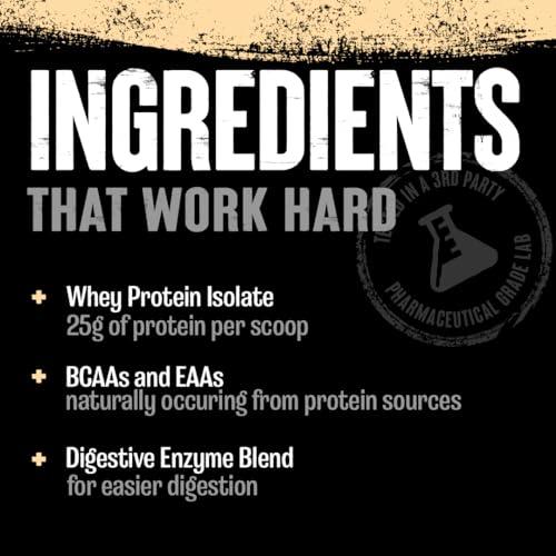 Animal Animal Whey Isolate Protein Powder - Loaded for Pre & Post Workout Muscle Builder and Recovery with Digestive Enzymes for Men & Women - 25g Protein, Great Taste, Low Sugar - Vanilla 2 lbs