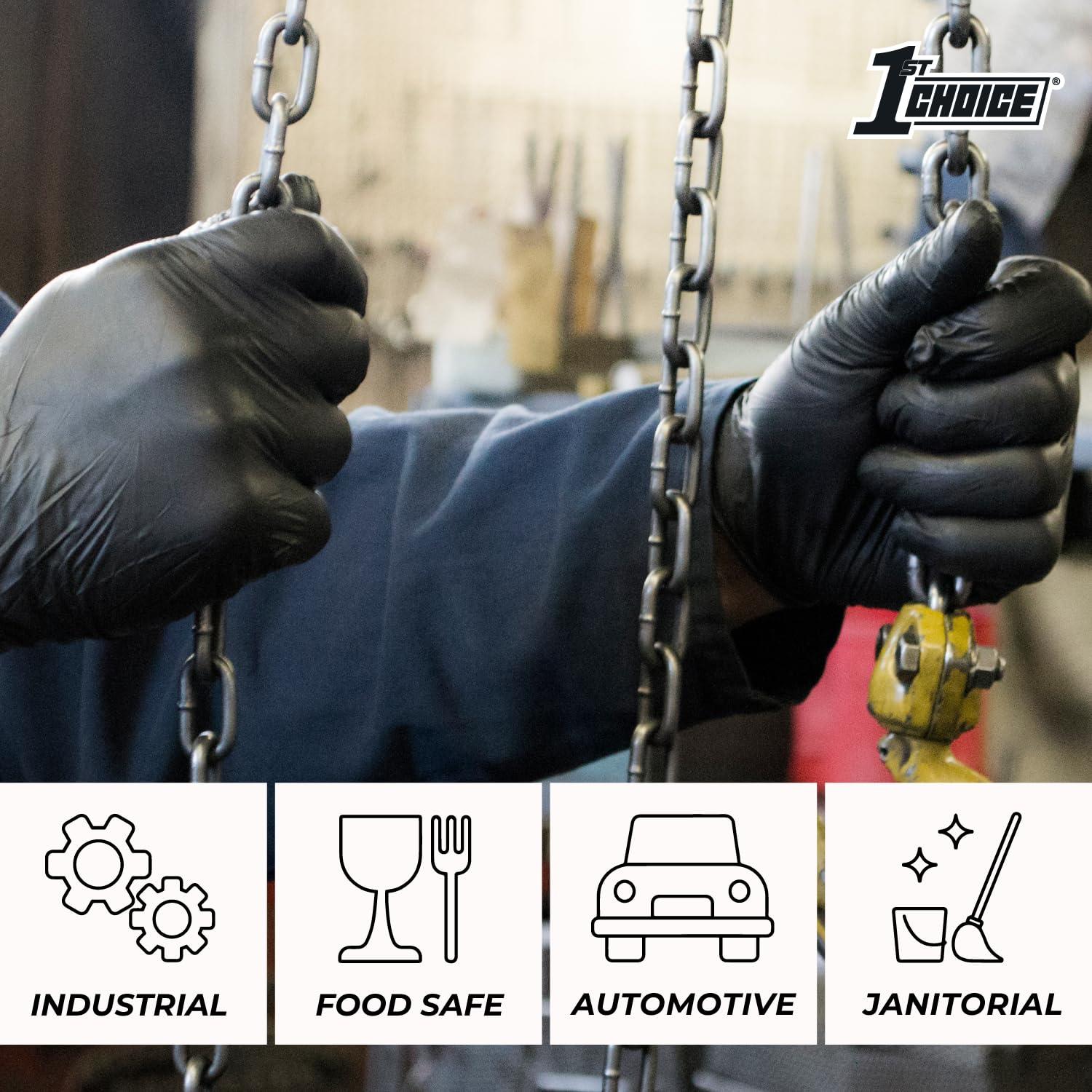 1st Choice 1st Choice Black Gloves Disposable Latex Free - Nitrile Gloves XL Black Nitrile Gloves for Cooking - 6 mil, Box of 100
