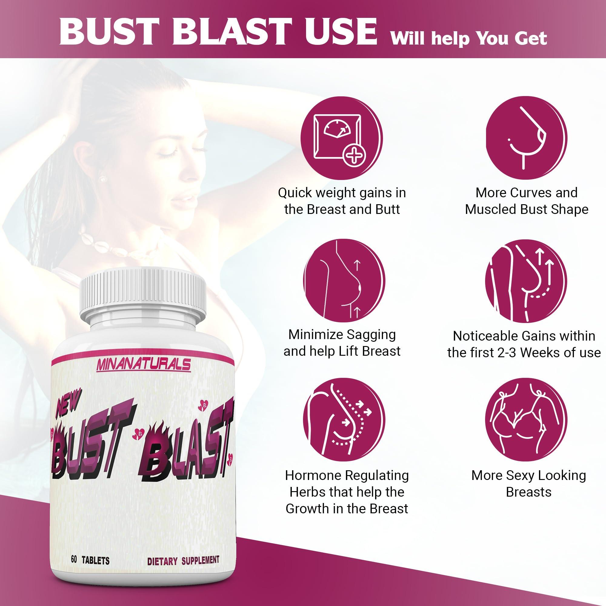MINANATURALS MINANATURALS Bust Blast Loaded Increase Breast Size Fast. Female Breast Enhancement - Bigger Boobs and Butt Pills. 60 Tablets