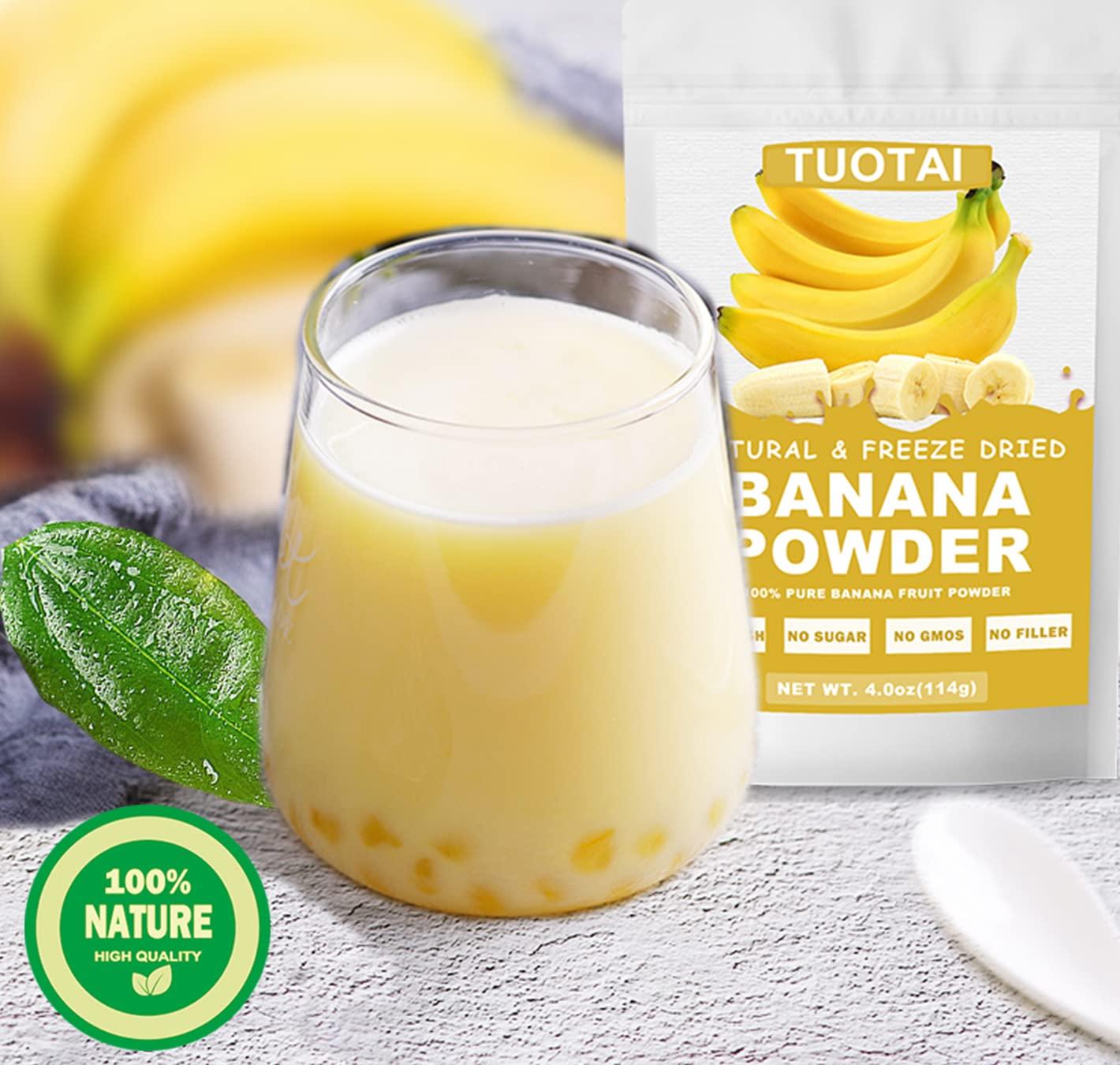 TUOTAI Nature Banana Fruit Powder,Freeze Dried Banana Powder, 4 Ounces, Banana Powder for Cake, Drinks and Baking Food