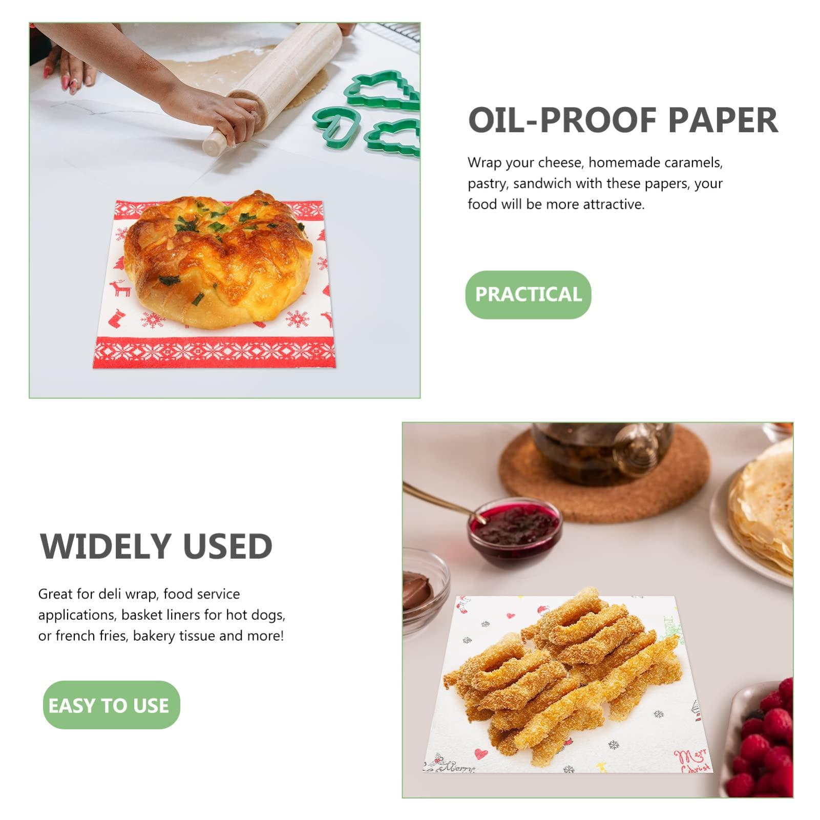 Angoily Angoily Food Paper Sheets, 10 Rolls Christmas Baking Fried Food Paper Food Basket Liners, Sandwich Paper Wraps