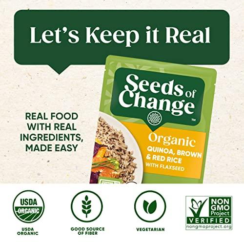 SEEDS OF CHANGE SEEDS OF CHANGE Organic Rice Variety Pack Quinoa and Brown Rice with Garlic & Quinoa Brown & Red Rice with Flaxseed, Microwaveable Ready to Heat, 8.5 Ounces (Pack of 6)