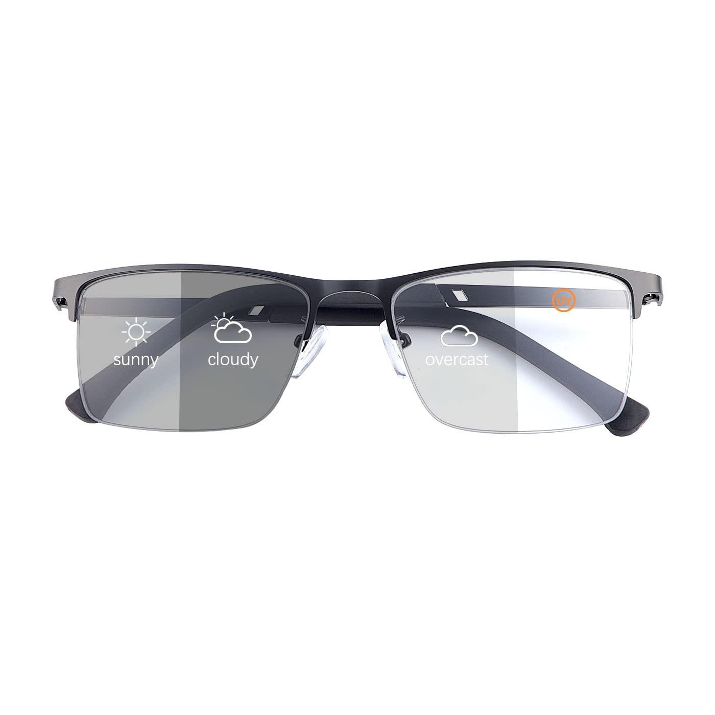 Vepiant Vepiant Photochromic Progressive Multifocus Reading Sunglasses UV Protection Multifocal Trifocal Transition Sun Readers Blue Light Blocking Computer Glasses for Women Men Anti Glare Eyeglasses Eyewear