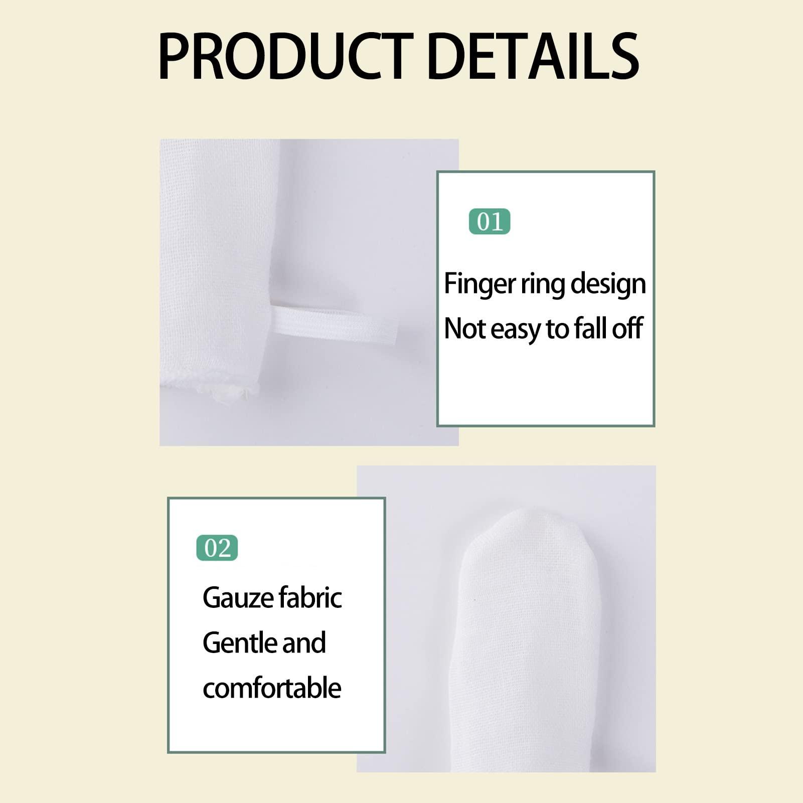 Brrnoo Baby Teeth Cleaning Gauze Finger Cover, 6pcs Baby Teeth Soft Gauze Infant Finger Clean Oral Toothbrush, Milk Removal Soft Ring Buckle Oral Tongue Cleaner