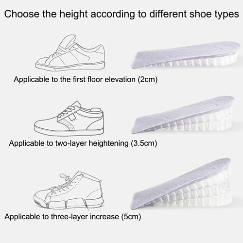 Nirelief Heel Lifts Shoe Inserts Height Insoles Height Increase Insoles 3 Pairs Invisible Shoe Lifts Inserts 2 Inch Height Adjustable Elastic Shock Absorption Heel Raise Pads Shoe Lifts for Men & Women Grey