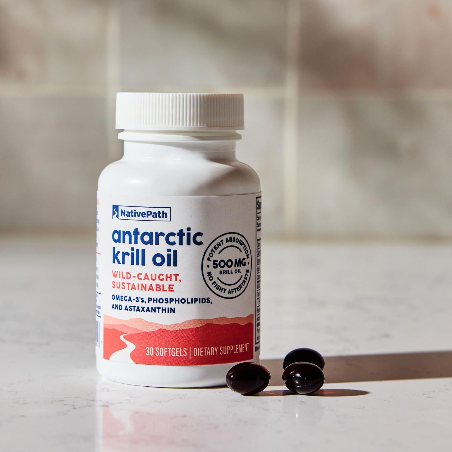 NativePath NativePath: Antarctic Krill Oil - Wild-Caught Krill Omega-3 Fatty Acids with EPA and DHA - 90-Day Supply - Supports Your Joint, Heart, Brain and Immunity - Pure Formula, No Fishy Taste