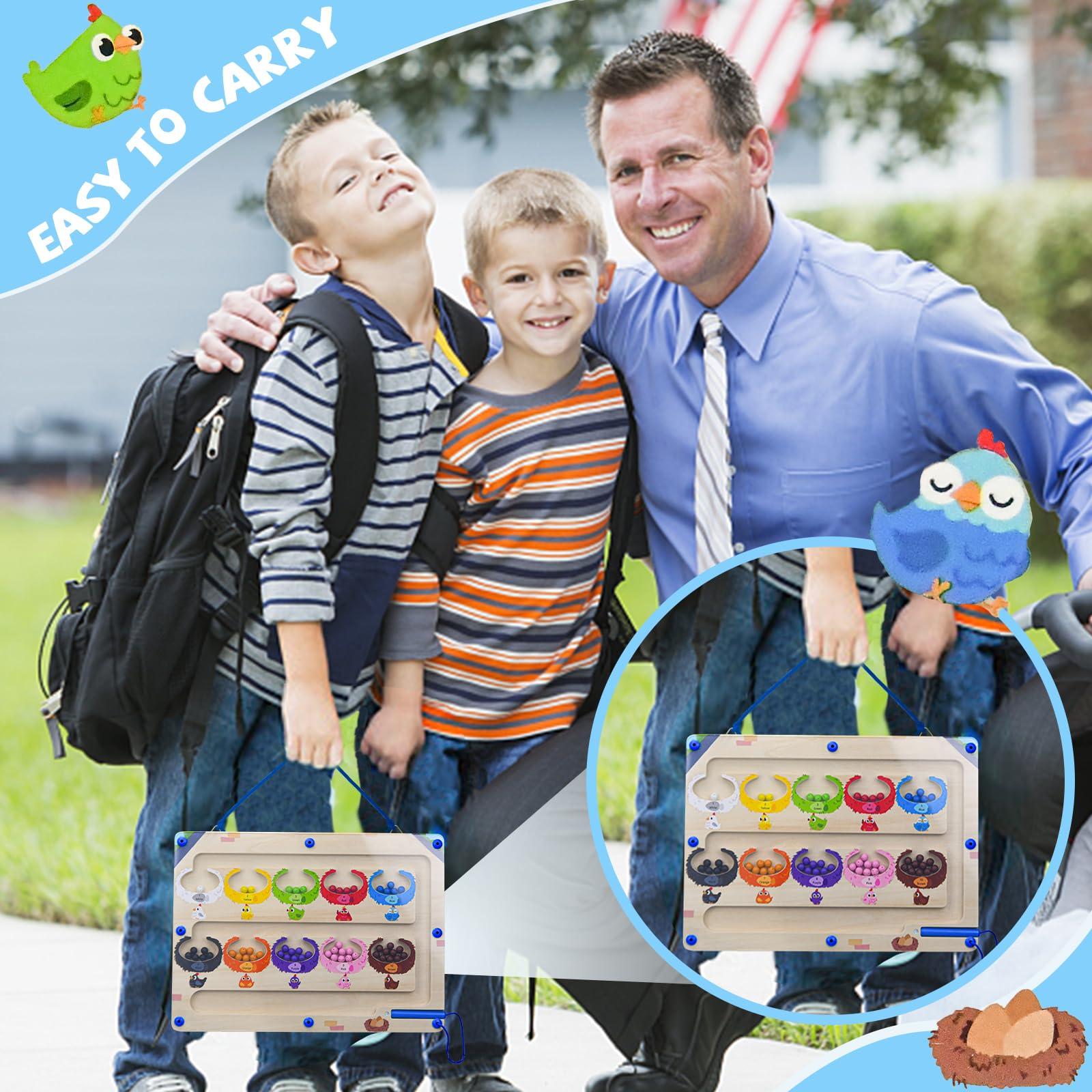RAOVCUS Activities For Seniors With Alzheimers And Dementia,Magnetic Color and Number Maze, Wooden Magnet Board Montessori Sensory Toys for Elderly Patients Learning Color Sorting And Counting Fidget Games