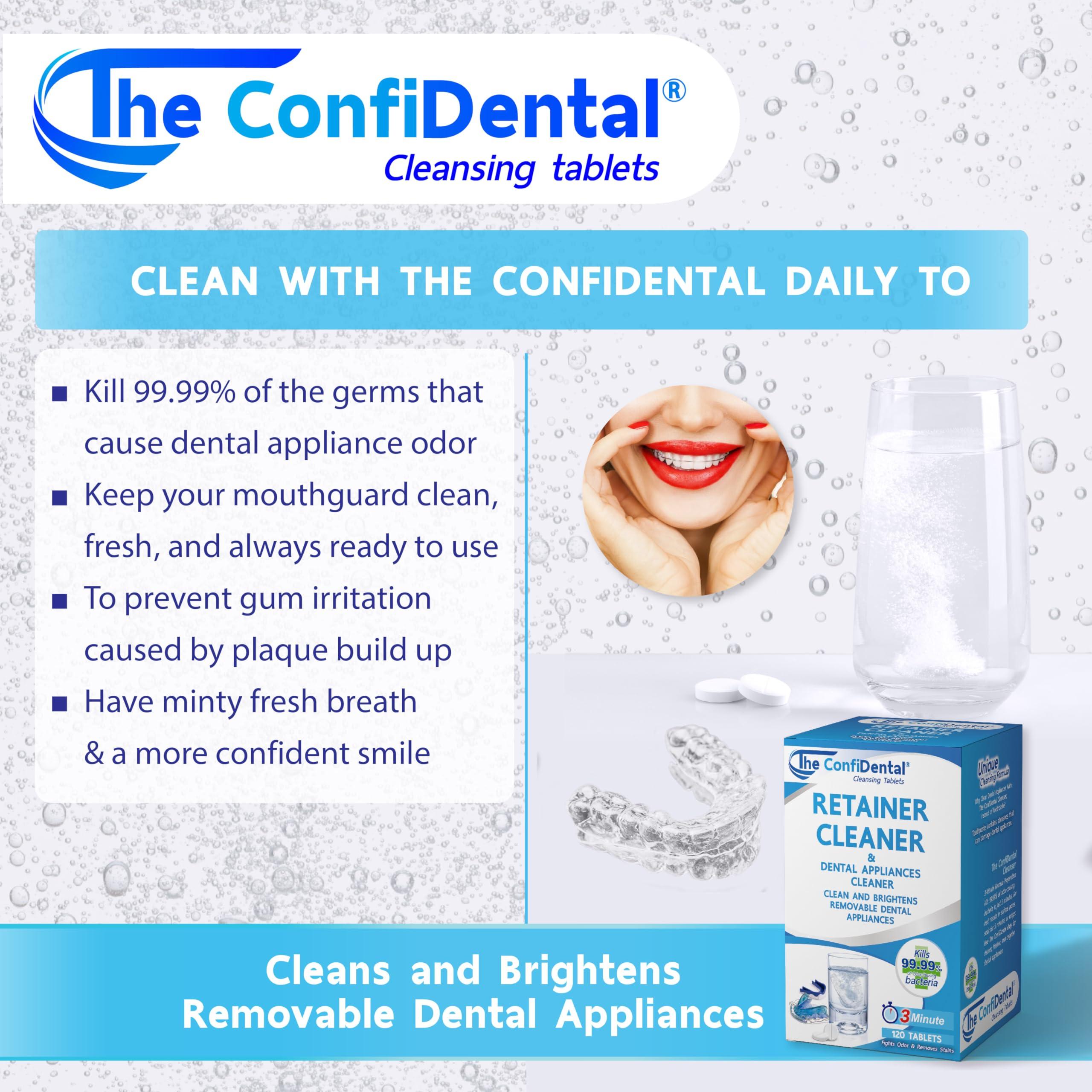 The ConfiDental The ConfiDental Cleansing Tablets (120tablets) - 4 months supply. Retainer, Mouth Guard and Dental Appliances Cleaner. Keep your Dental Alliances Fresh and Clean like new.