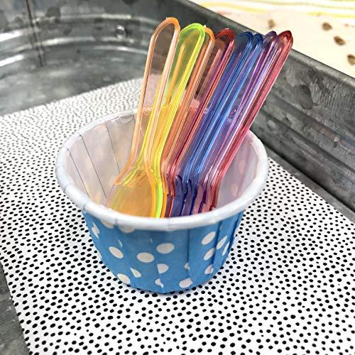 Outside the Box Papers Mini Taster Spoons - Clear Plastic - Blue, Pink, Green, Yellow, Orange - 150 Pack by Outside the Box Papers