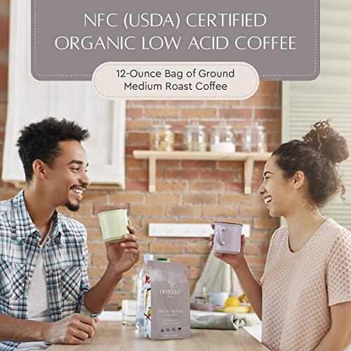 LIFEBOOST Lifeboost Coffee Medium Roast Swiss Water Decaf Coffee Ground - Low Acid Single Origin USDA Decaf Organic Coffee - Non-GMO Coffee Third Party Tested For Mycotoxins & Pesticides - 12 Ounces