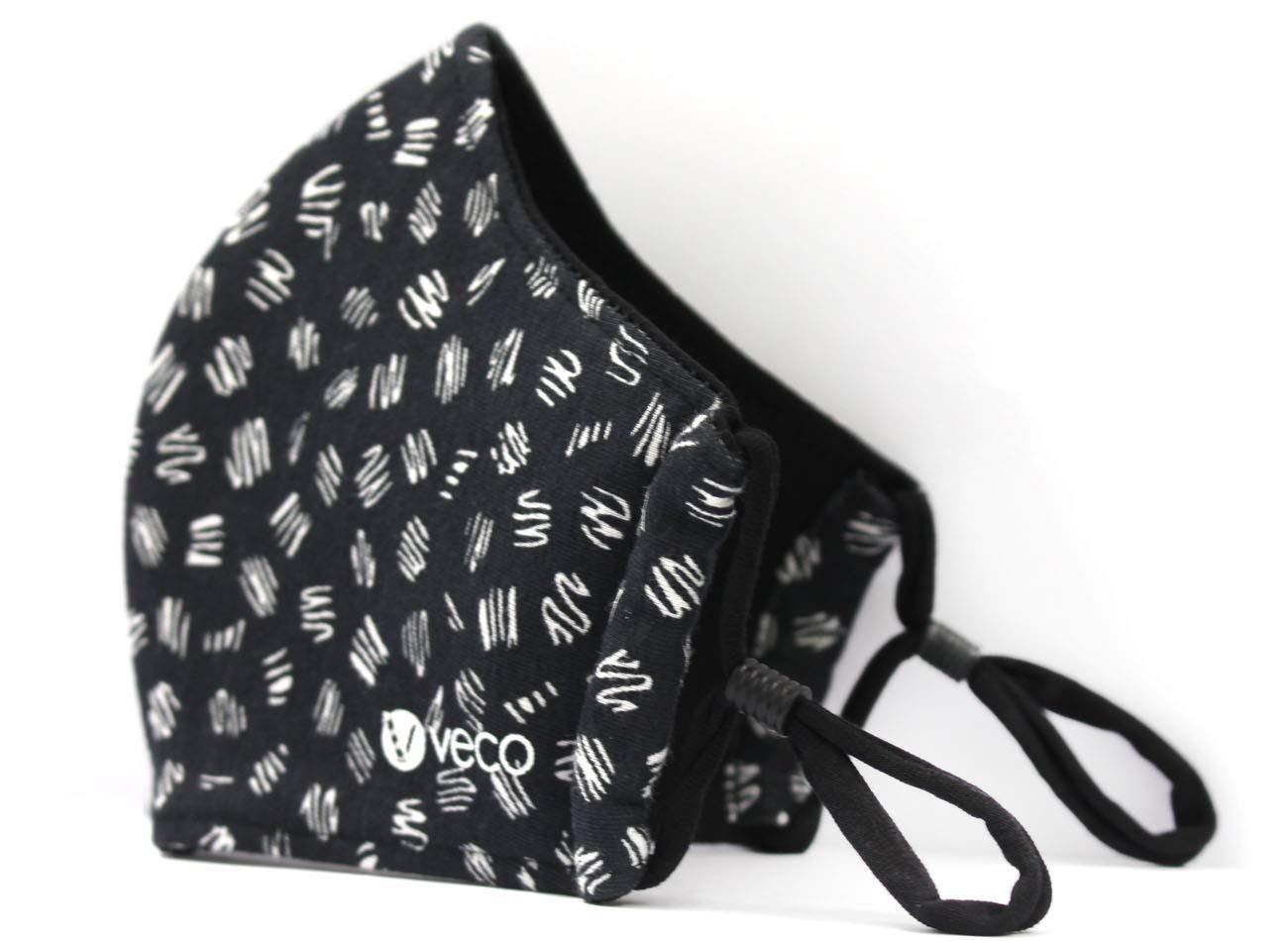 VECO VECO Fabric Face Mask - Pack of 5 (Adult, Black Combo)