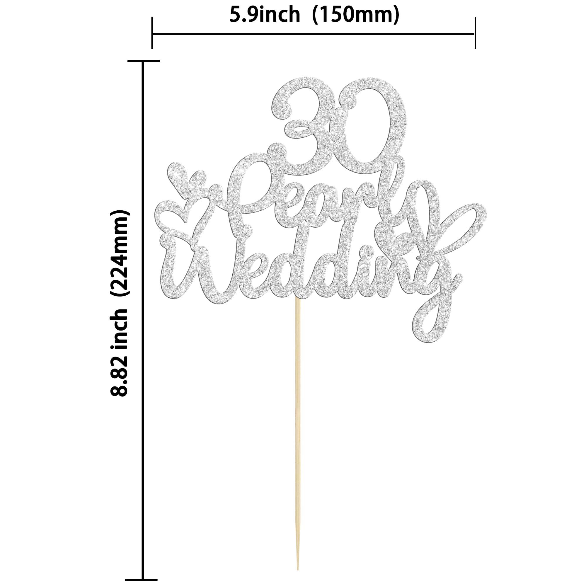 Gyufise Gyufise 1Pcs 30 Pearl Wedding Cake Topper Glitter 30 Pearl Years Cake Pick Decoration for Happy 30th Anniversary Wedding Party Cake Decorations Supplies