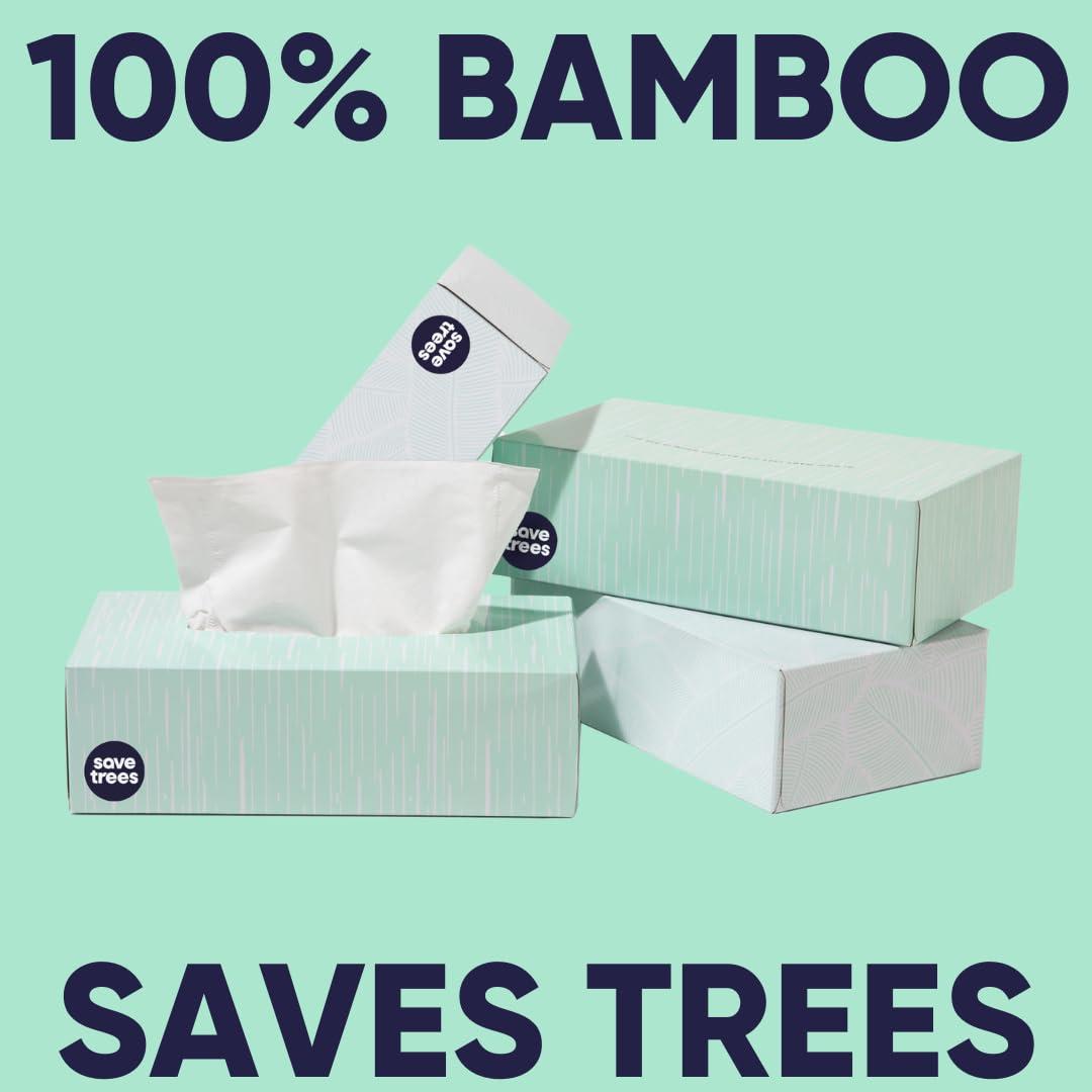 Cloud Paper Save Trees Bamboo Facial Tissues - 12 Boxes of Eco-Friendly, 3-Ply Hypoallergenic Tissues, 90 Sheets per Box, FSC Certified, Plastic-Free Packaging, Soft & Gentle for Home Use