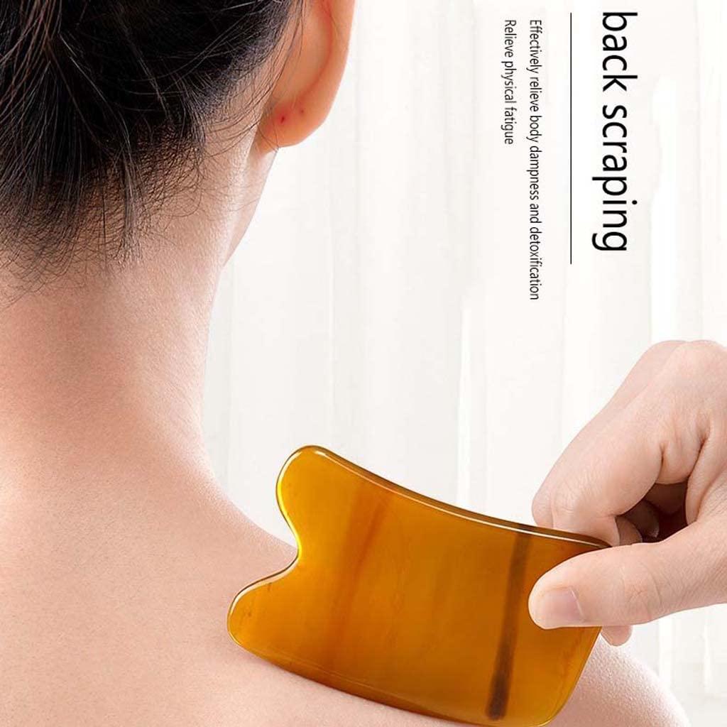 ZHAO SHOP Natural Horn Scraping Board Gua Sha Massager for Body Facial Care Trigger Point Massage Tool