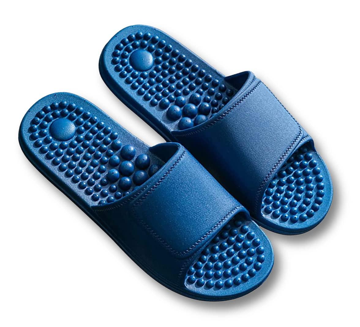 Xnlonby Acupressure Massage Slippers Therapeutic Reflexology Sandals for Foot Acupoint Massage Shiatsu Arch Support House Sandals, Boost Circulation Improves Health for Men Women(Size:8.5-9 Men,Color:Blue)