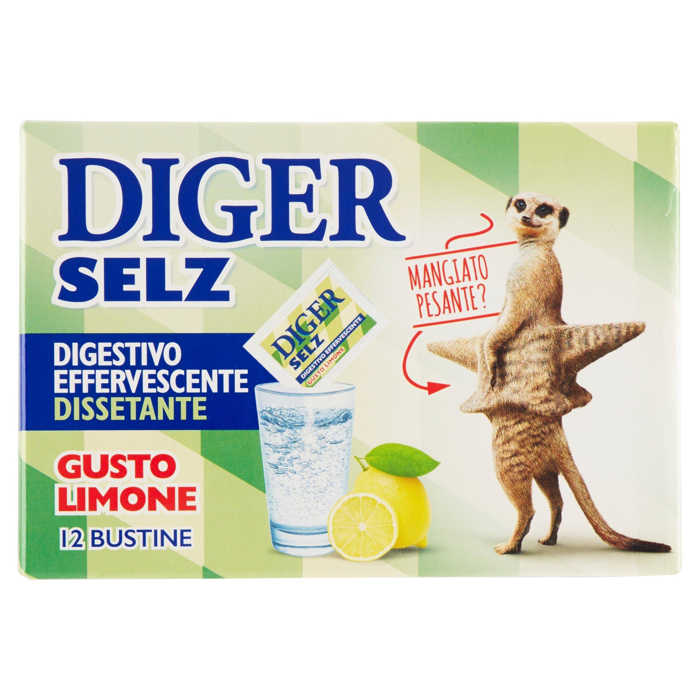 Diger Selz Diger Selz: Effervescent Antacid Powder, Lemon Taste * 12 Sachets, 3.5 Grams Each * [ Italian Import ]