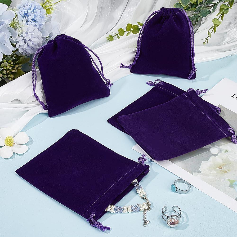 Beebeecraft Beebeecraft 20Pcs Velvet Drawstring Bags Wedding Gift Wrap Bags Purple Velvet Cloth Jewelry Pouches 12x10cm for Jewelry Gifts on Valentine's Day Mother's Day