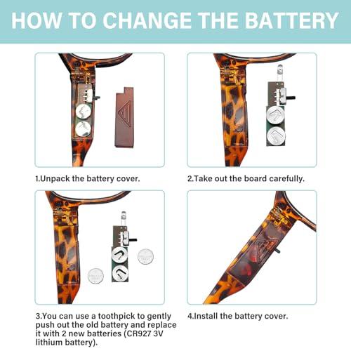 DuanMei 2 Pack Magnifying Glasses with Light Reading Glasses with Lights Bright LED Readers Lighted Reading Glasses Blue Light Blocking Glasses Magnifier Nighttime Reader for Women Men Lighted Eyeglasses+200