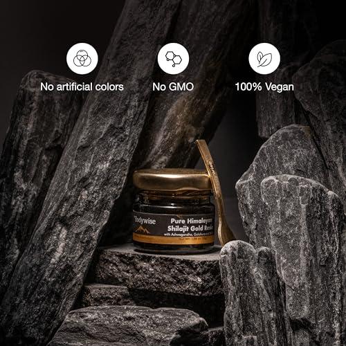 Be Bodywise Be Bodywise Pure Himalayan Shilajit Resin Gold I Lab tested I Ashwagandha, Gokshura & Saffron I Fulvic Acid & Trace Minerals I Shilajit for Men & Women | Zero Sugar I 100% Organic & Natural I 30 gm.