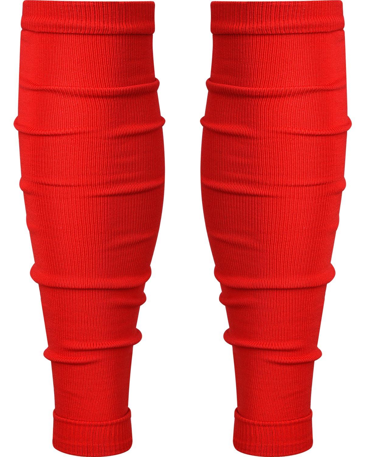 Exxact Sports Exxact Sports Leg Sleeves for Men Football Calf Compression Sleeve, Calf Sleeves for Men & Boys, Football Leg Sleeve (1 Pair) (Adult, Red)