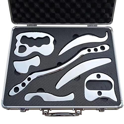 NCCYOOT NCCYOOT Gua sha Set, IASTM Tool Gua Sha Stainless Steel Muscle Scraper Set of 6 Picese for Soft Tissue Therapy and Reduce Arms,Legs,Back, Shoulder Muscle Pain(7C pcs)