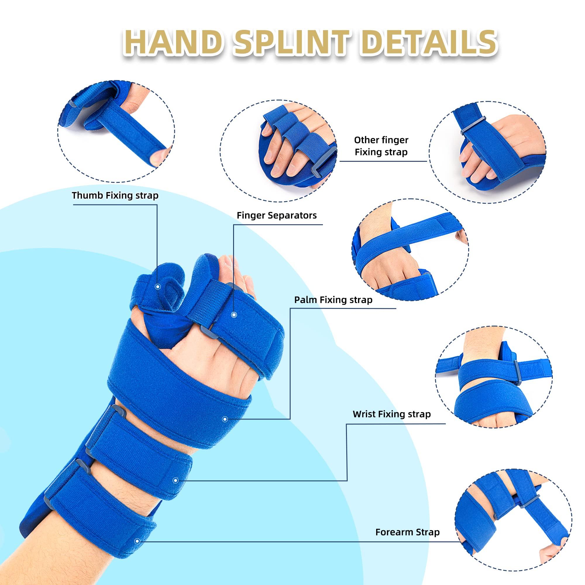 Fanwer Resting Hand Splint, Stroke Hand Therapy Equipment, Hand Brace with Finger Support for Stroke Recovery Patients, Carpal Tunnel Syndrome, Arthritis, Tendinitis, Metacarpal Breaks (Left)