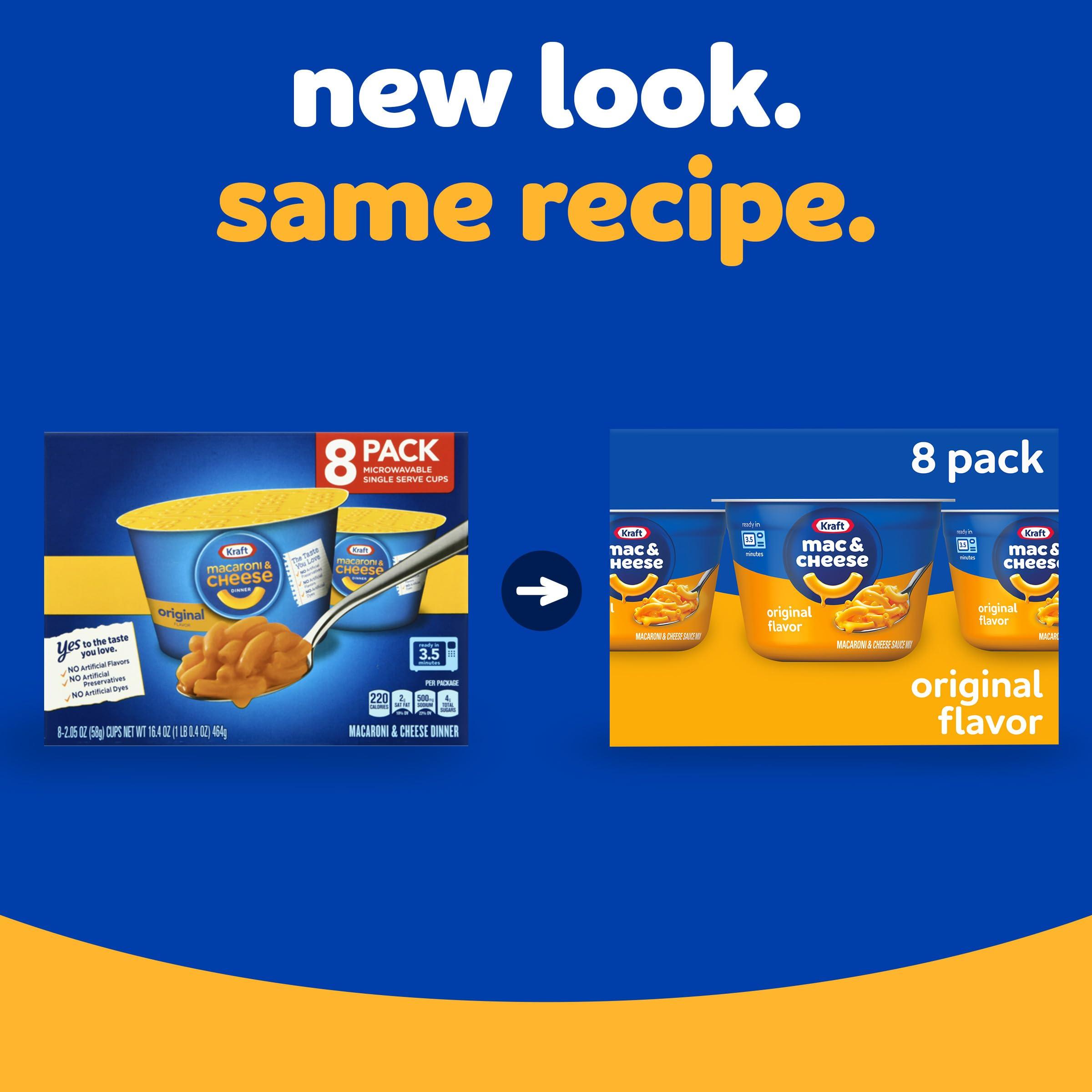 Kraft Mac & Cheese Kraft Original Easy Microwavable Macaroni and Cheese Cups (8 ct Box, 2.05 oz Cups) (Pack of 2)