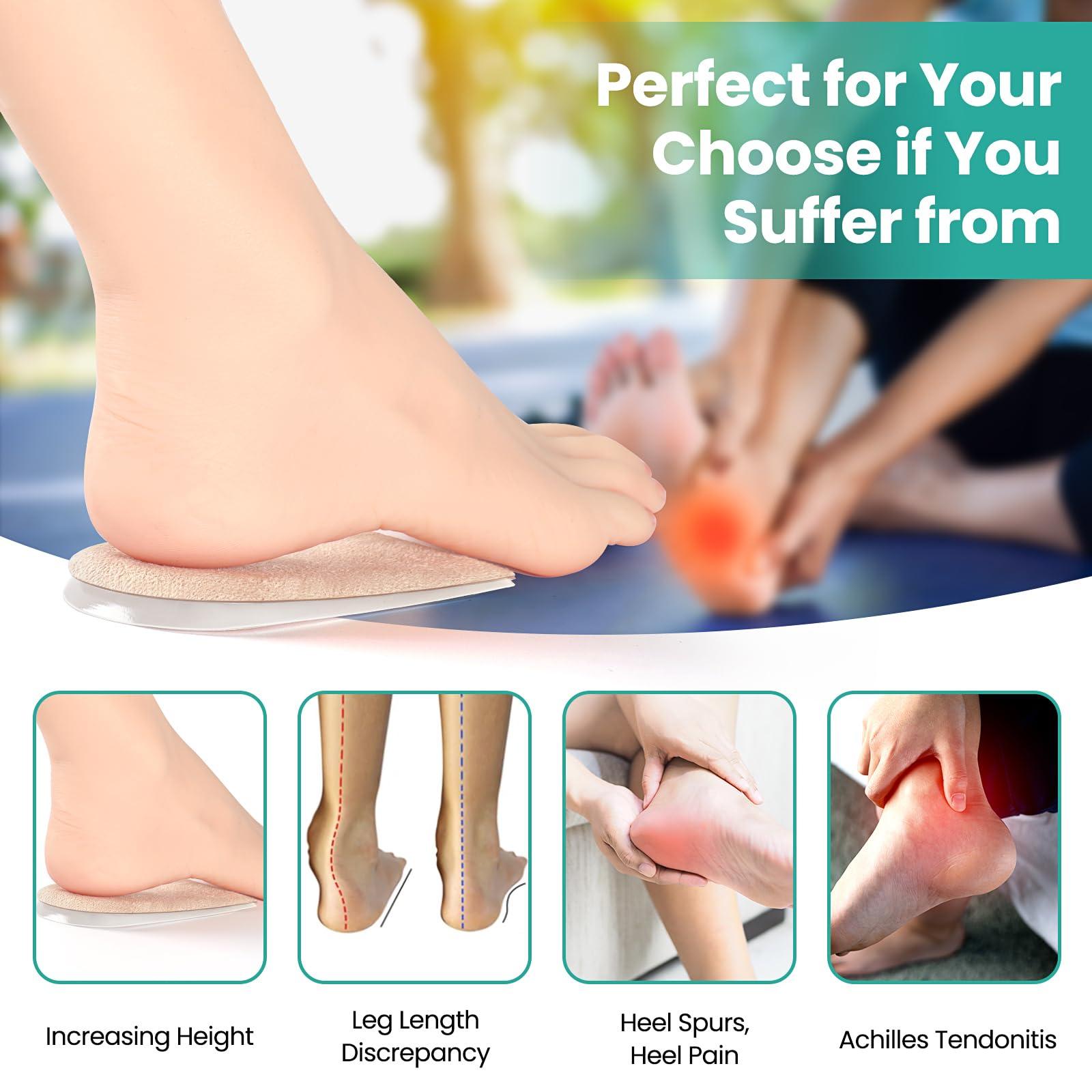 PrettSole PrettSole 5mm to10mm Heel Lifts(2 Layers), Height Increase Insoles for Leg Length Discrepancy - Large Shoe Lifts for Men, Shoe Inserts Comfort Half Foot Pads for Heel Pain - 1 Pair